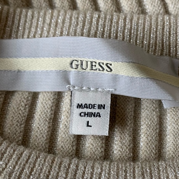 GUESS ladies tan rhinestone rayon blend long sleeve sweater and size large VVGUC - Picture 5 of 12